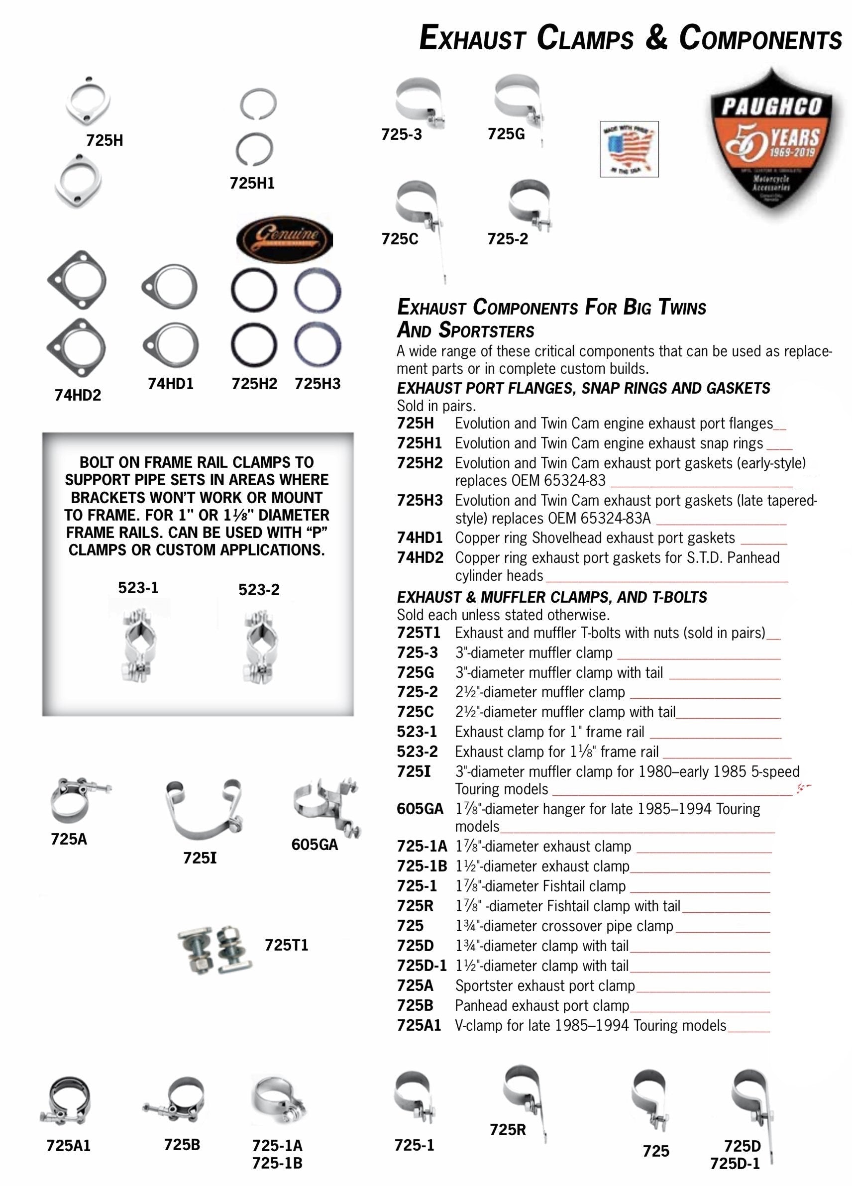 725 Series EXHAUST PORT FLANGES, SNAP RINGS, AND GASKETS