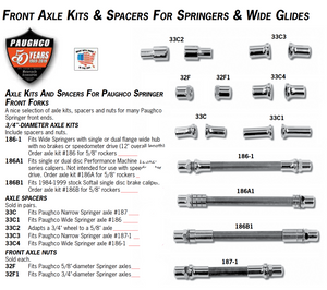 Axle Kits And Spacers For Paughco Springer Front Forks