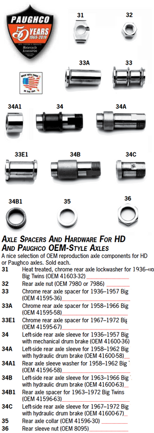 Axle Spacers And Hardware For HD And Paughco OEM-Style Axles