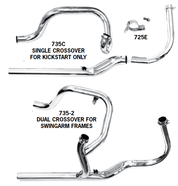 Shovelhead Single And Dual Crossovers For 1966 - 1969 In Rigid Or Swingarm Frames