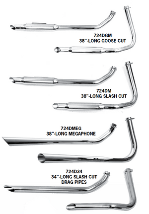 Shovelhead Shotgun Exhaust Systems For 1966 - 1969 Rigid Frames