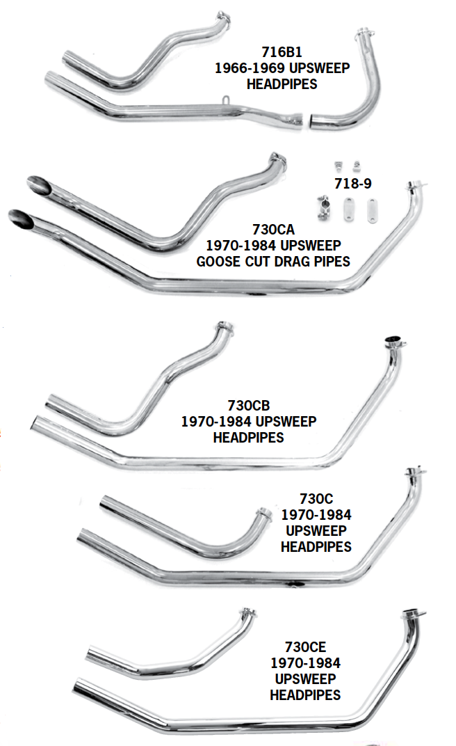 Shovelhead Upsweep Exhaust Systems For 1966 - 1984 In Rigid Frames