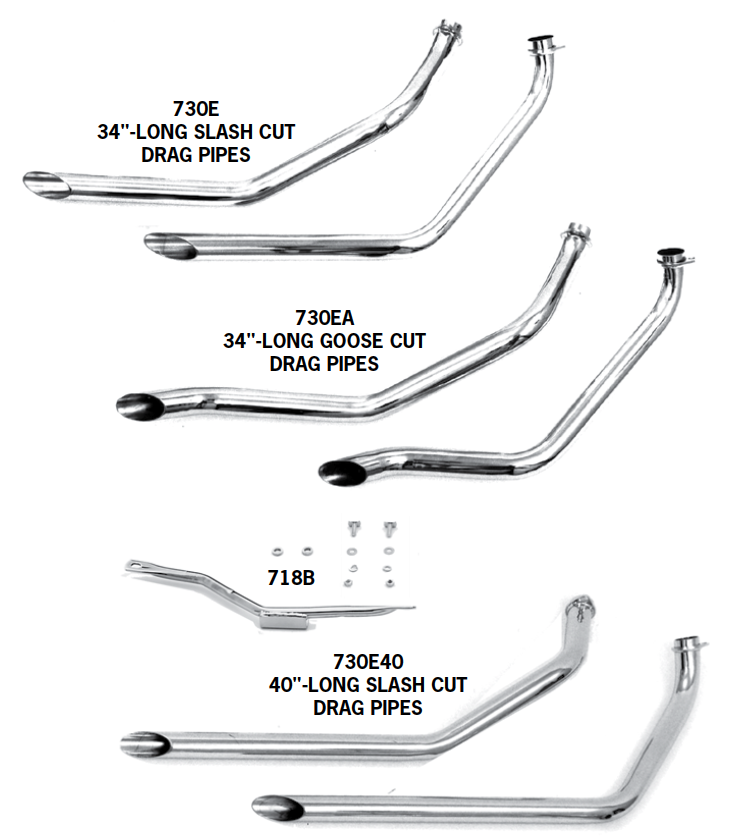 FX Model Shovelhead Staggered Dual Drag Pipes For Swingarm Frames