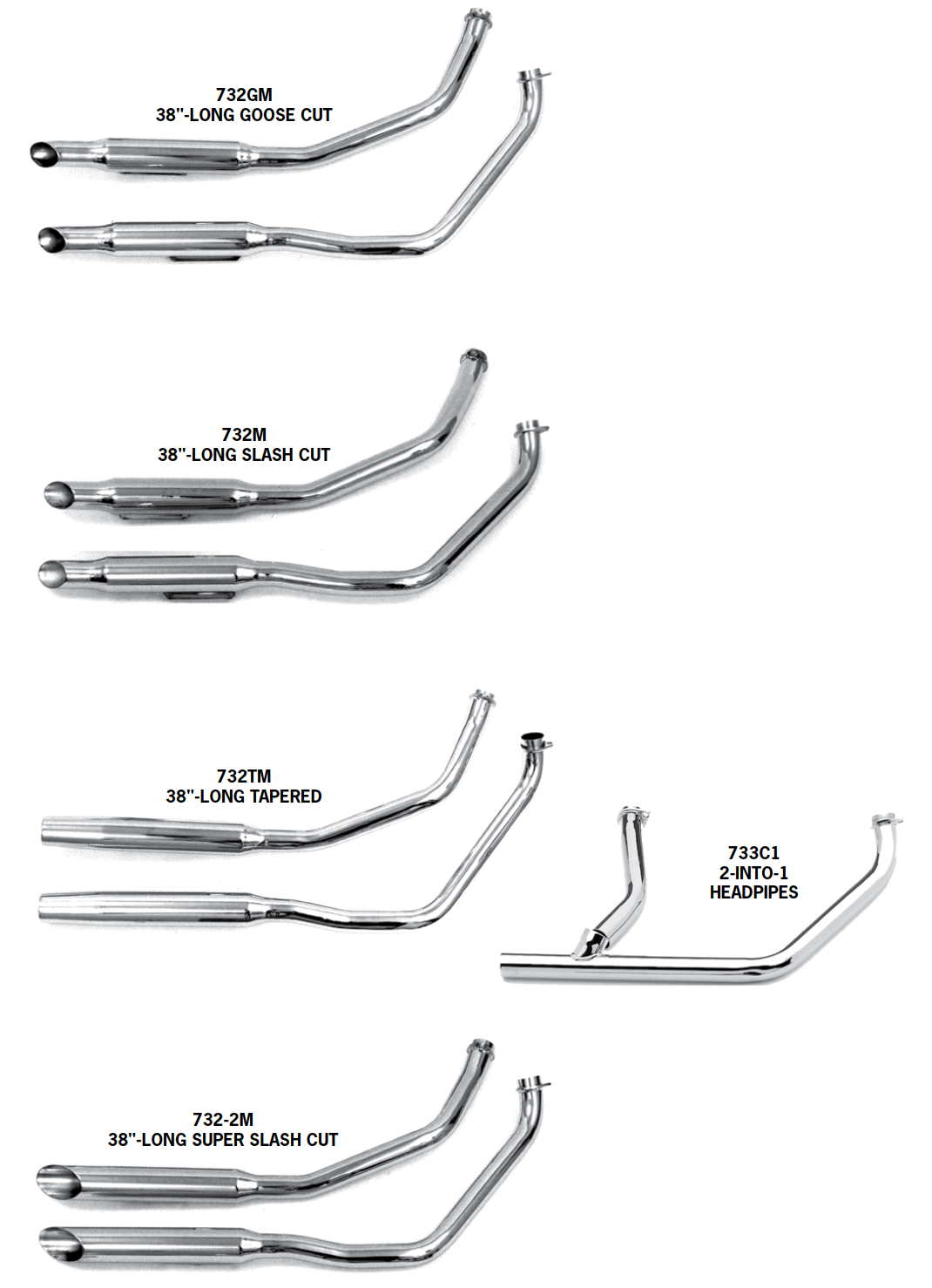 Shovelhead FXR Model Staggered Duals And Headpipe Sets For 1982 - 1983