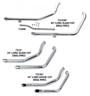 Drag Pipe Sets For 1984 - 1999 Evolution Softails