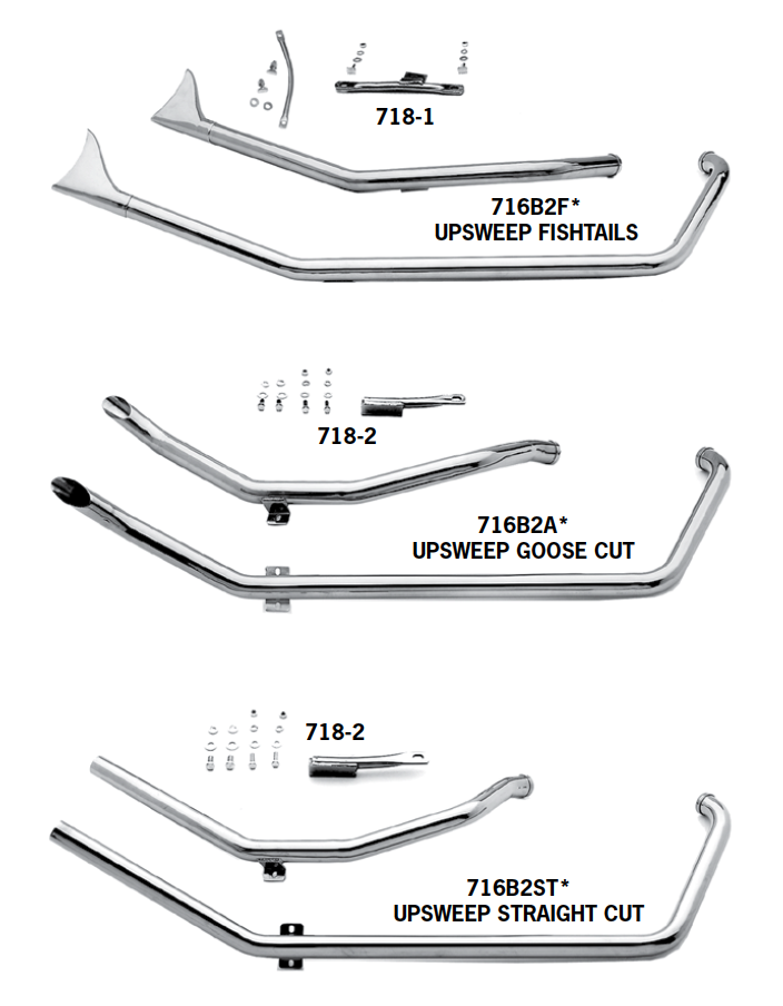 Upsweep Drag Pipes And Fishtails For 1986 - 1999 5 Speed Evolution Softails