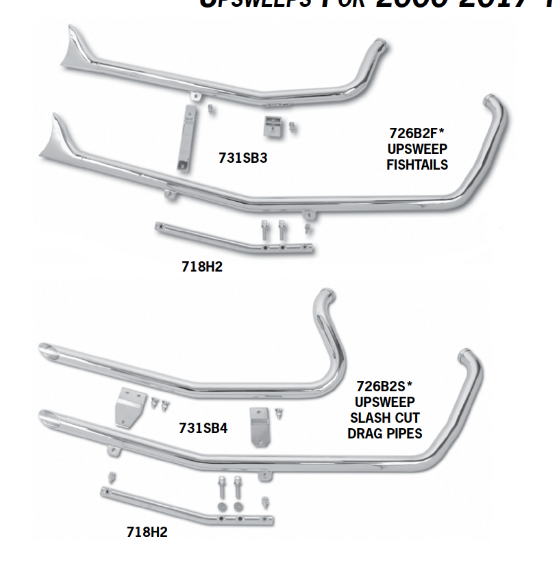 Upsweep Exhaust Systems For 2000 - 2017 Twin Cam Softails